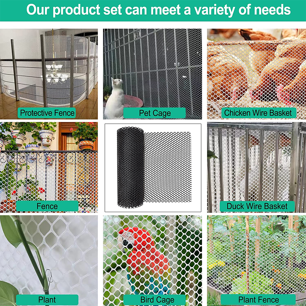Thinsont Plastic Chicken Safety Wire Fence Mesh DIY Removable Fencing  Multi-purpose Gardening Poultry Frame Accessory for Farm Black 
